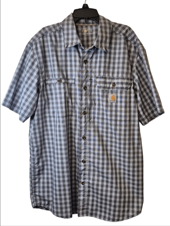 Carhartt Other - Carhartt Force Men's Blue and Gray Plaid Button Down  Shirt Sz Large